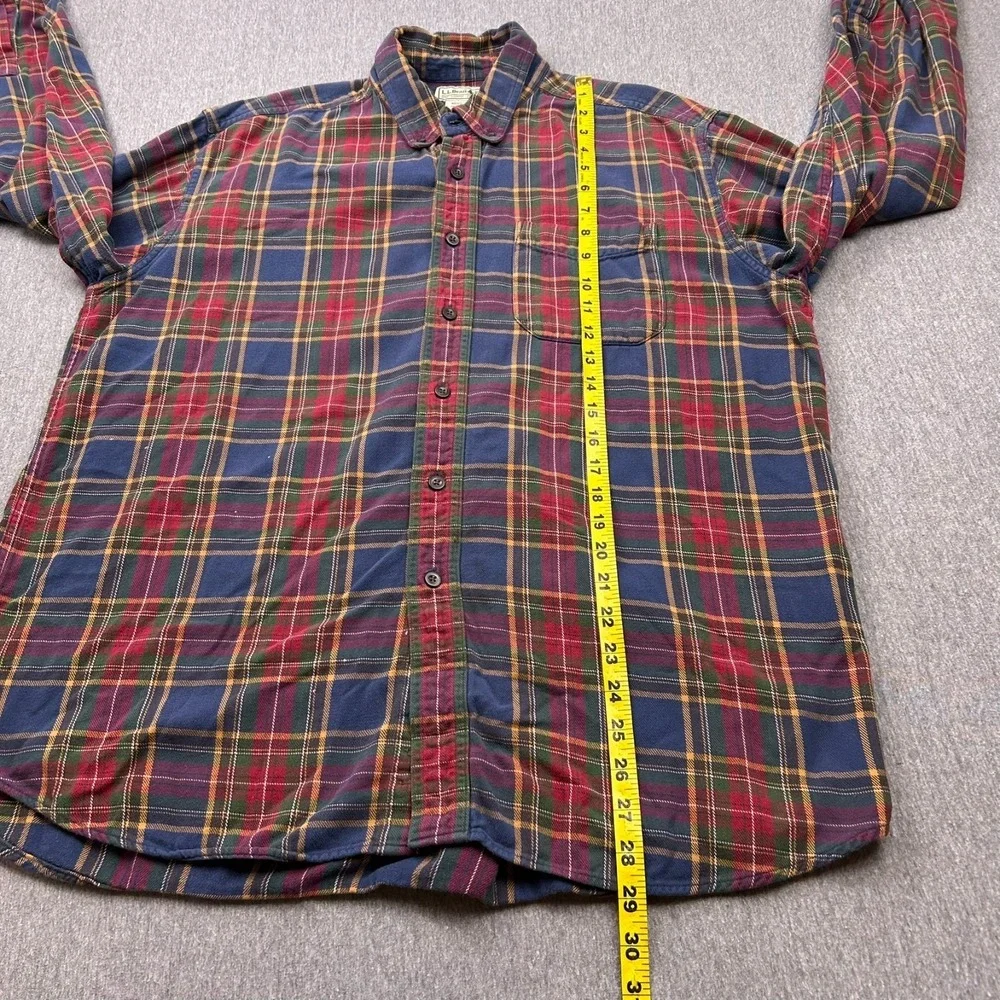 LL Bean Long Sleeve Button Down Flannel Shirt Mens Large Regular‎ Plaid 0BHF4